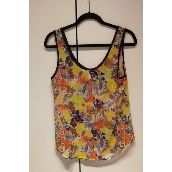 PURE & SIMPLE Quarter Zip Floral Tank top Lightweight Front Tie Medium - Picture 6 of 6